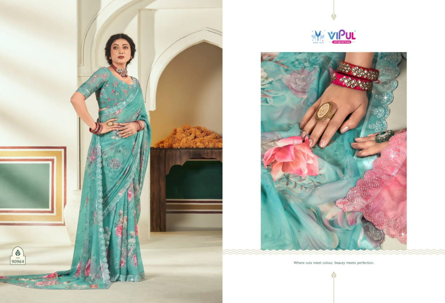 Estella Vol 2 Vipul Dull Moss Sarees Wholesaler Ahmedabad