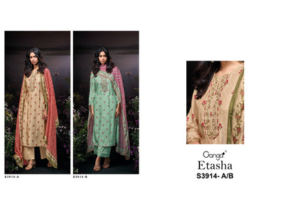 Etasha 3914 Ganga Premium Bemberg Plazzo Style Suits Exporter Gujarat