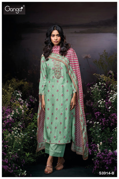 Etasha 3914 Ganga Premium Bemberg Plazzo Style Suits Exporter Gujarat