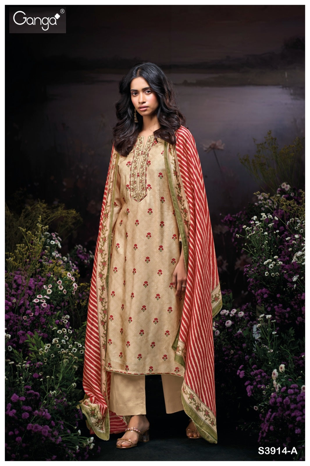 Etasha 3914 Ganga Premium Bemberg Plazzo Style Suits Exporter Gujarat