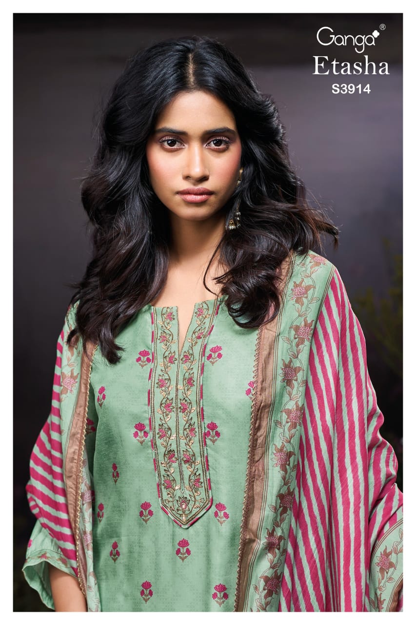 Etasha 3914 Ganga Premium Bemberg Plazzo Style Suits Exporter Gujarat