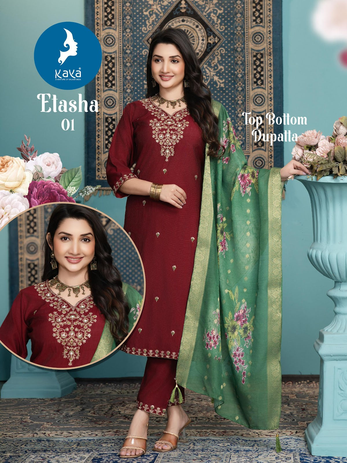 Etasha Kaya Vertican Readymade Pant Style Suits Wholesaler Ahmedabad