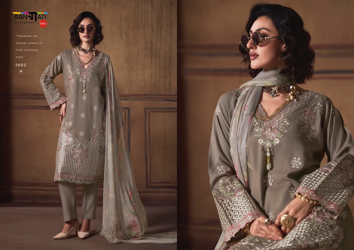 Eternel Rangati Prints Pashmina Suits Wholesaler India