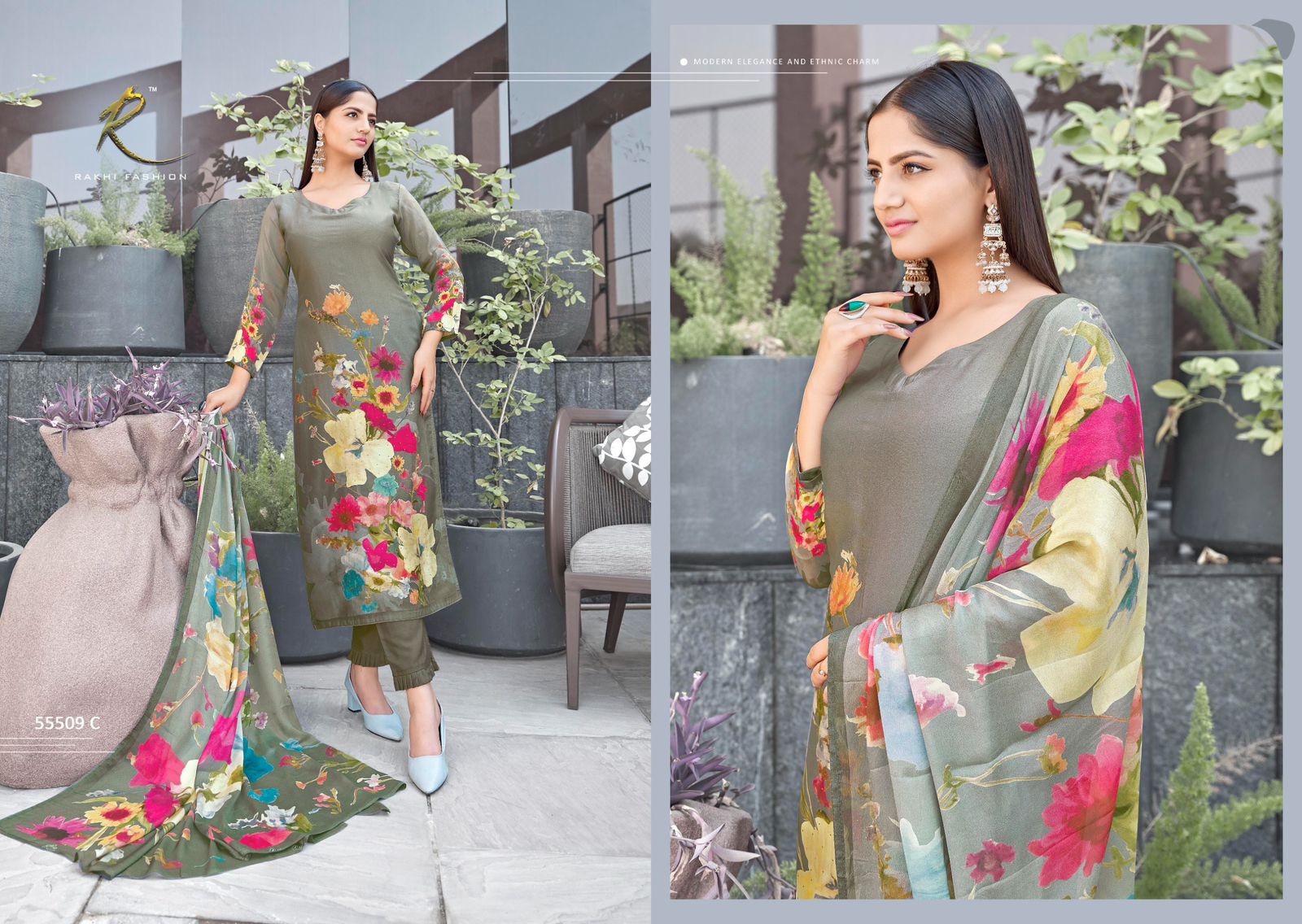 Ethnic Aura 55509 Rakhi Fashion Viscose Modal Pant Style Suits Exporter