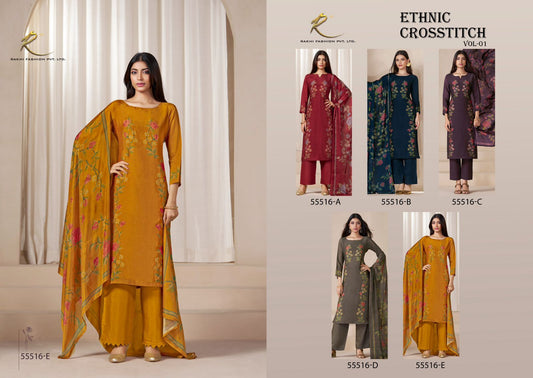 Ethnic Cross Stitch Vol 1 Rakhi Fashion Pure Viscose Pant Style Suits Wholesaler
