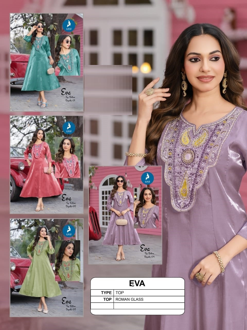 Eva Kaya Roman Glass A-Line Kurti Manufacturer Ahmedabad