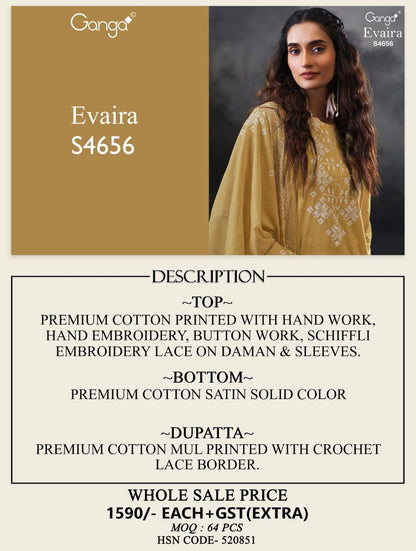 Evaira 4656 Ganga Premium Cotton Pant Style Suits Manufacturer