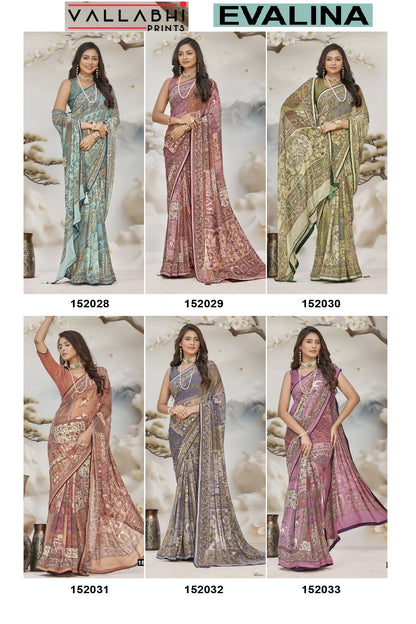 Evalina Vallabhi Prints Georgette Sarees Wholesale Rate