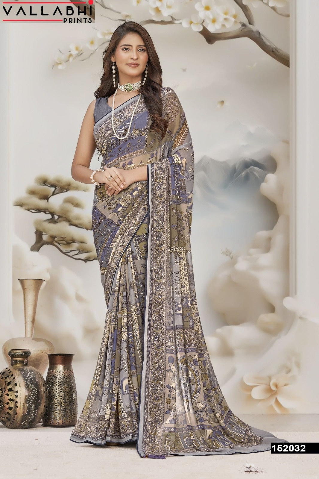 Evalina Vallabhi Prints Georgette Sarees Wholesale Rate