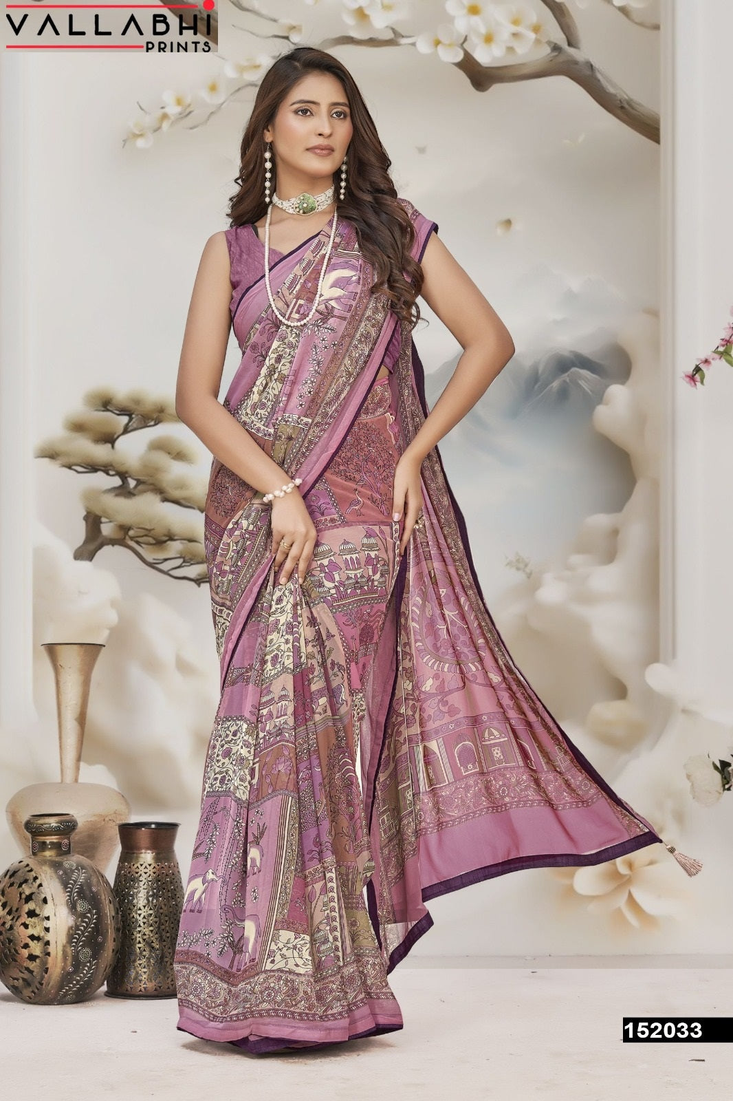 Evalina Vallabhi Prints Georgette Sarees Wholesale Rate