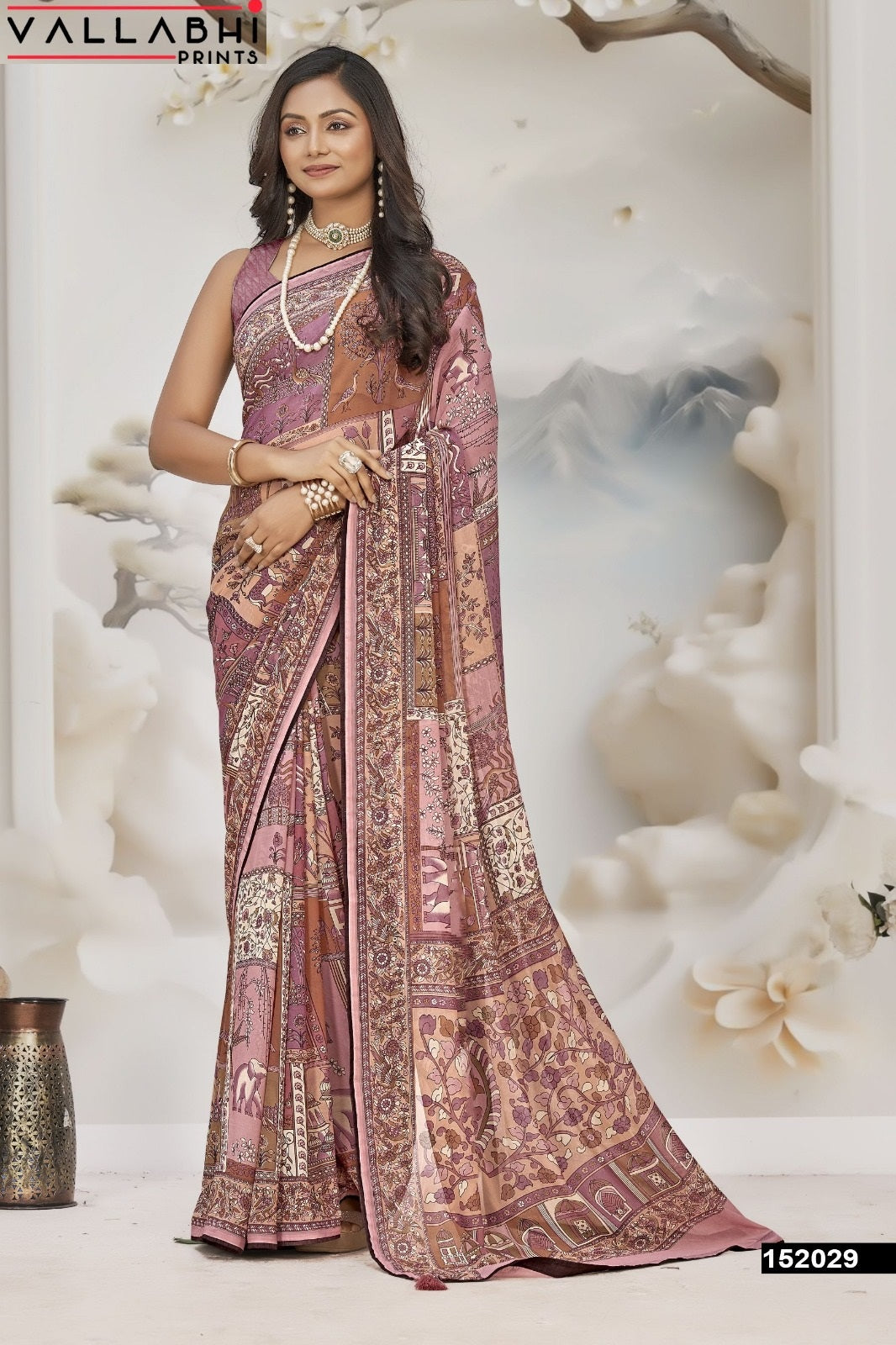 Evalina Vallabhi Prints Georgette Sarees Wholesale Rate