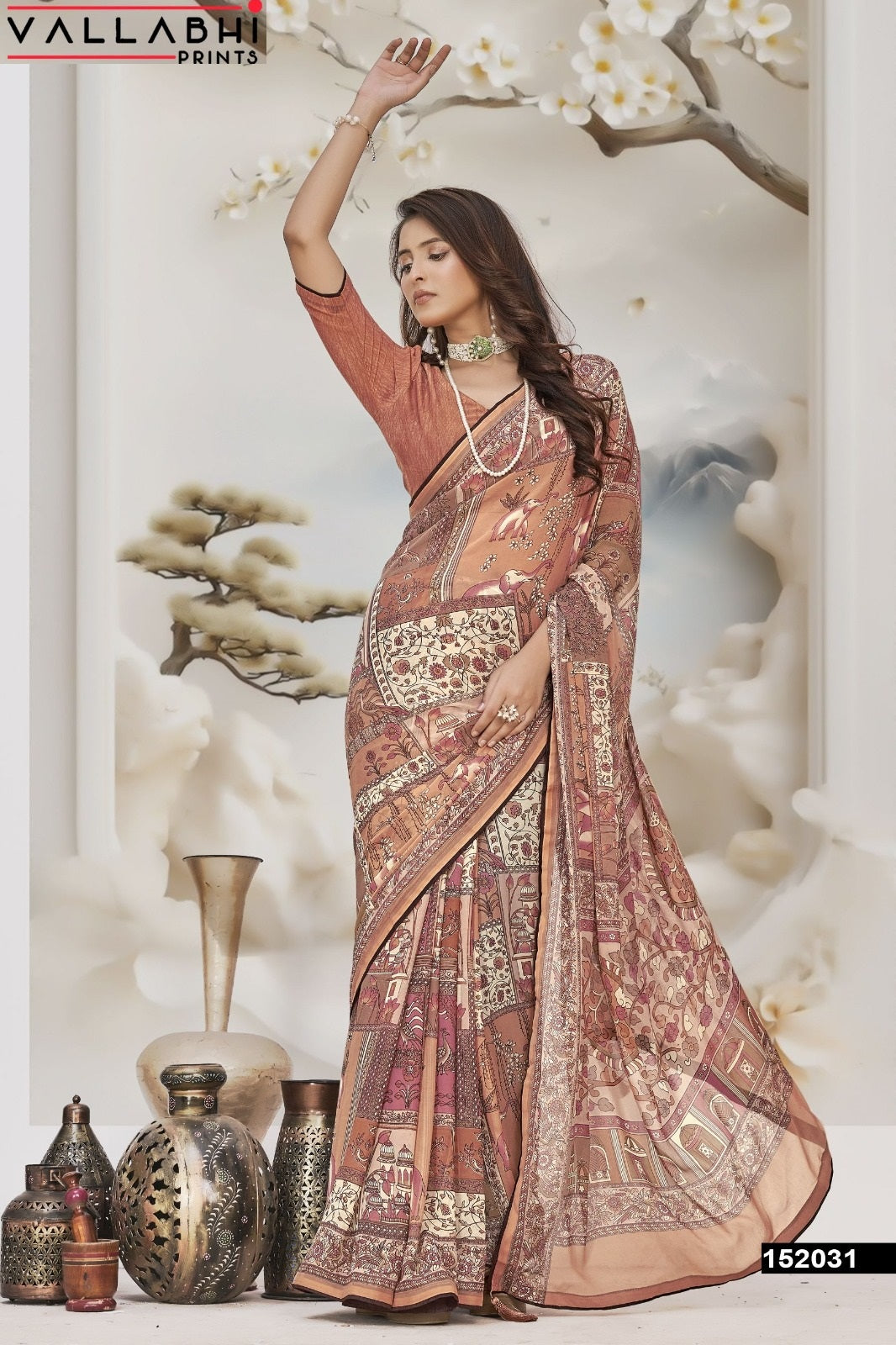 Evalina Vallabhi Prints Georgette Sarees Wholesale Rate