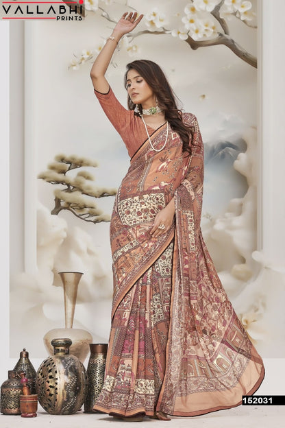 Evalina Vallabhi Prints Georgette Sarees Wholesale Rate