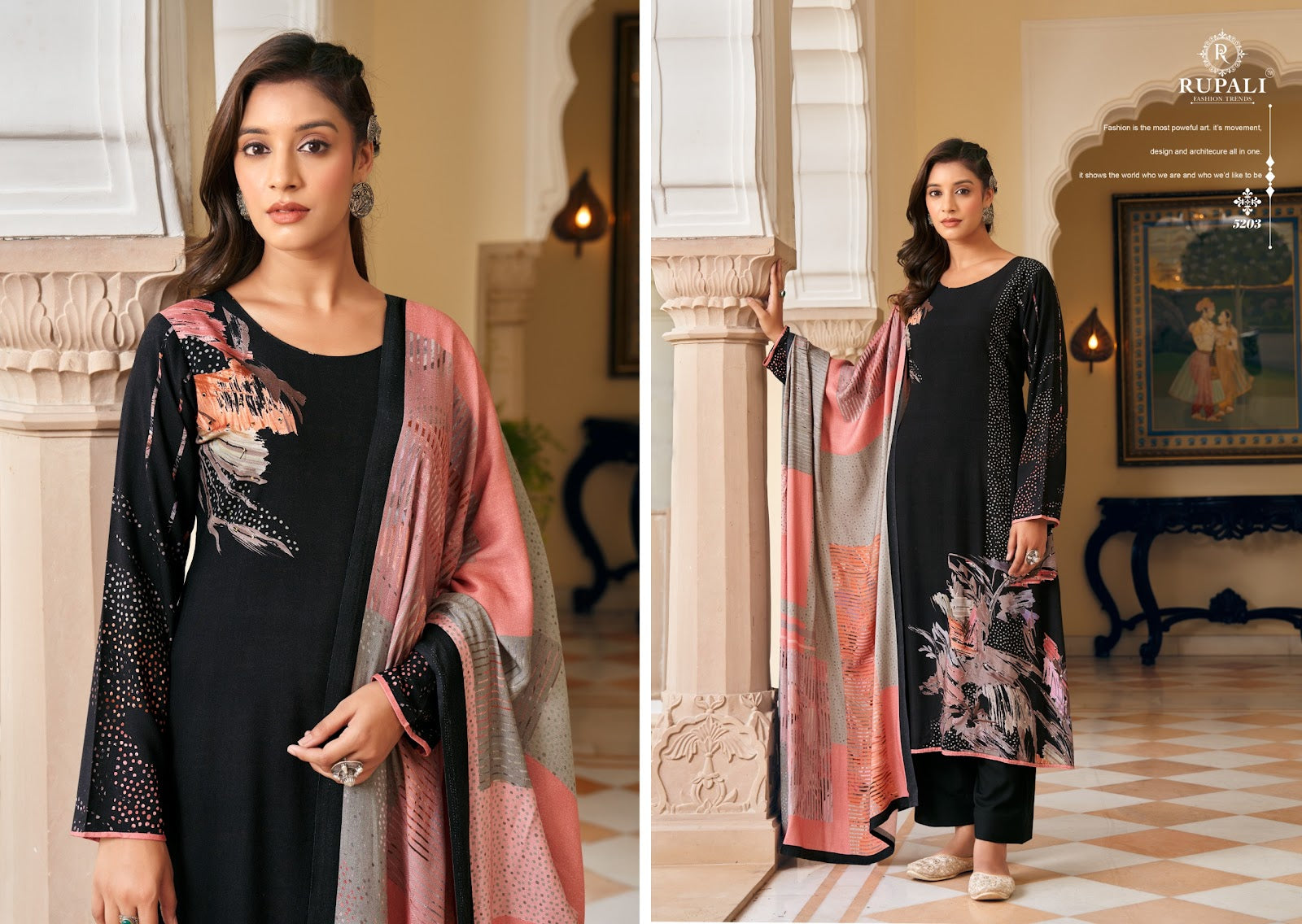 Evania Rupali Jaam Satin Pant Style Suits Exporter