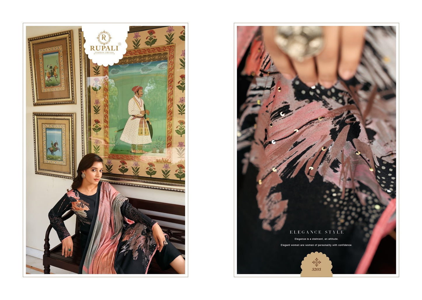 Evania Rupali Jaam Satin Pant Style Suits Exporter