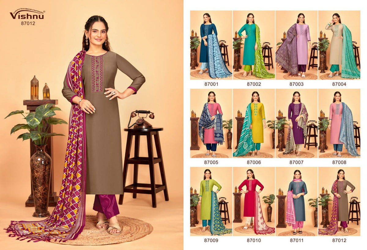 Evanka Vol 10 Vishnu Impex Roman Silk Pant Style Suits Supplier