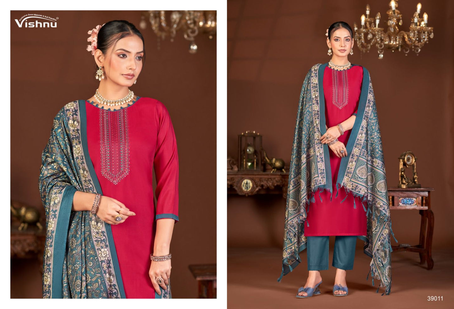 Evanka Vol 13 Vishnu Impex Roman Silk Pant Style Suits Supplier Gujarat