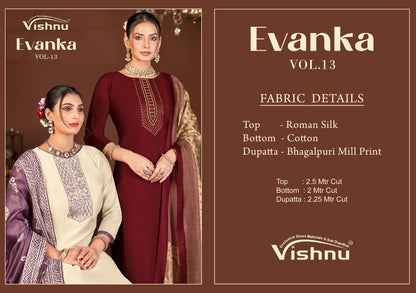 Evanka Vol 13 Vishnu Impex Roman Silk Pant Style Suits Supplier Gujarat