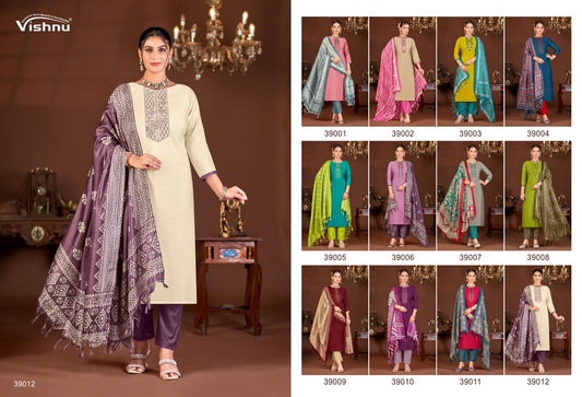 Evanka Vol 13 Vishnu Impex Roman Silk Pant Style Suits Supplier Gujarat