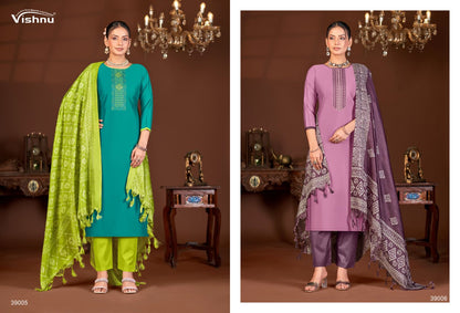 Evanka Vol 13 Vishnu Impex Roman Silk Pant Style Suits Supplier Gujarat