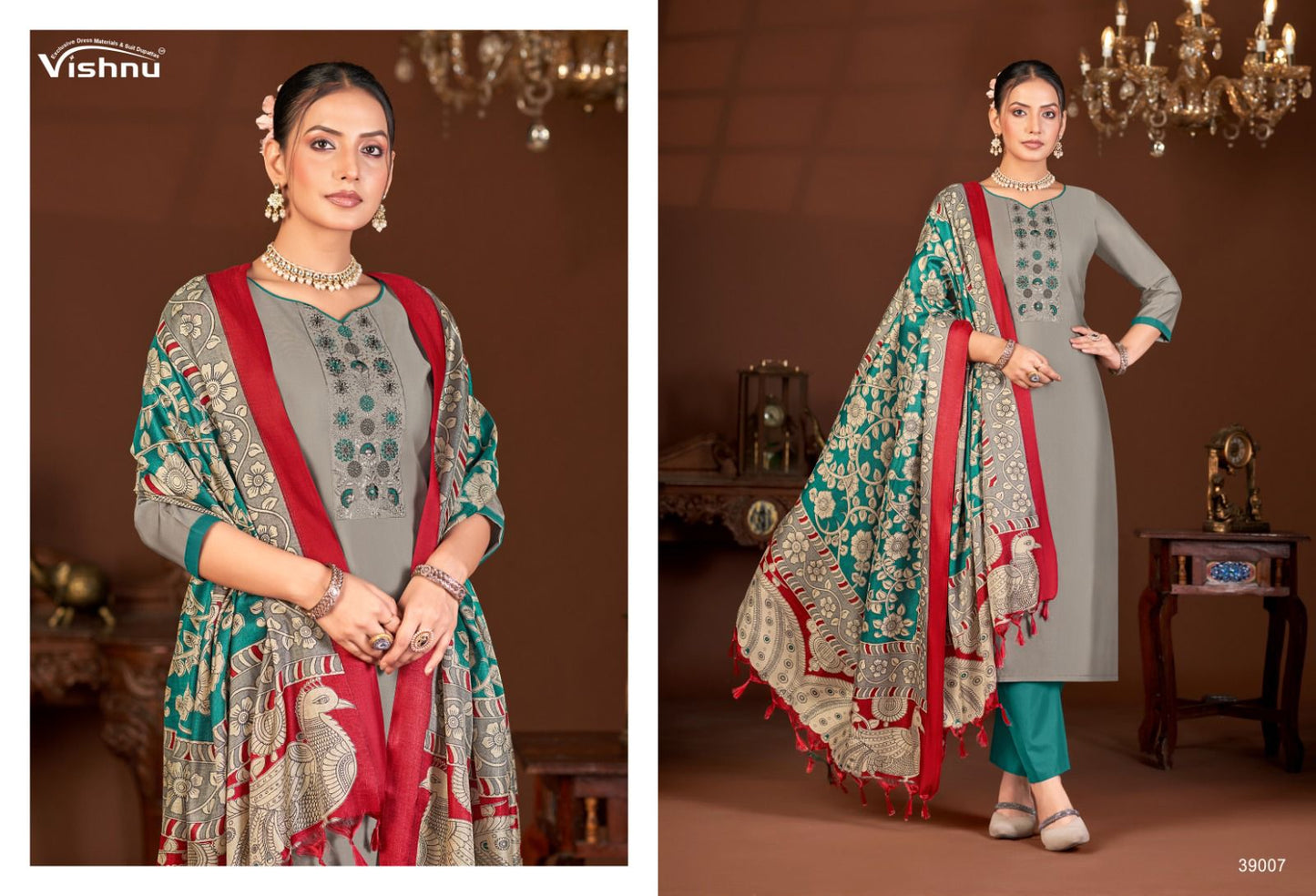 Evanka Vol 13 Vishnu Impex Roman Silk Pant Style Suits Supplier Gujarat