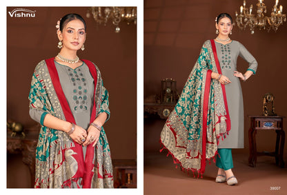 Evanka Vol 13 Vishnu Impex Roman Silk Pant Style Suits Supplier Gujarat