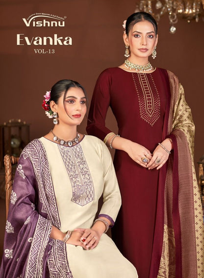 Evanka Vol 13 Vishnu Impex Roman Silk Pant Style Suits Supplier Gujarat