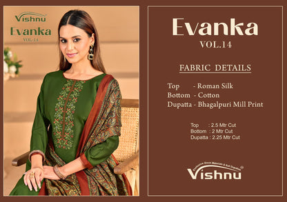 Evanka Vol 14 Vishnu Impex Roman Silk Pant Style Suits Supplier India