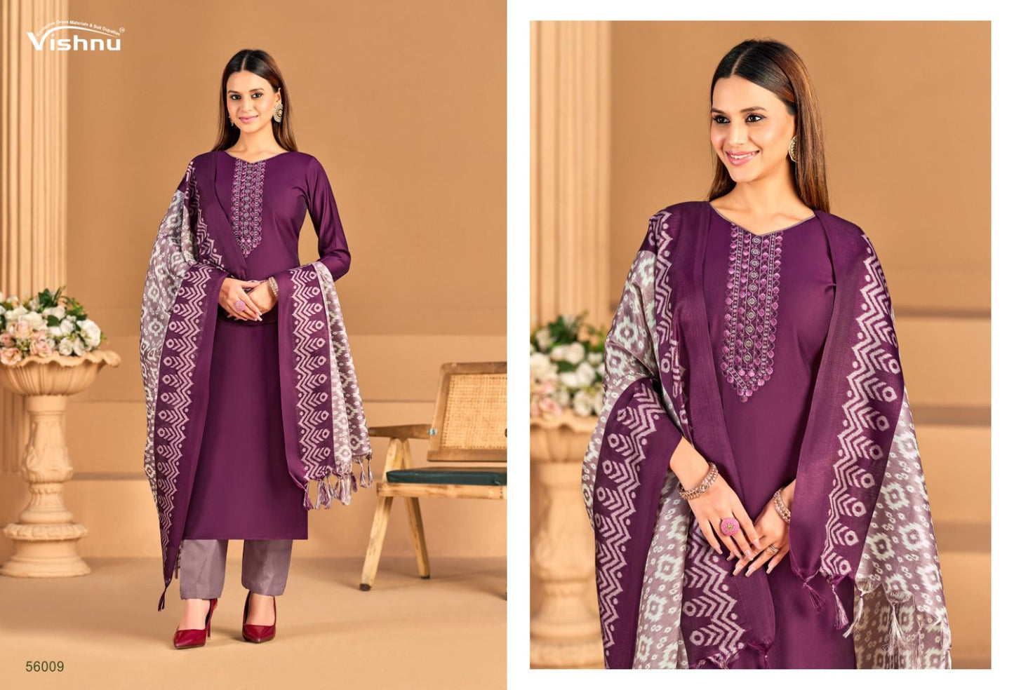 Evanka Vol 14 Vishnu Impex Roman Silk Pant Style Suits Supplier India