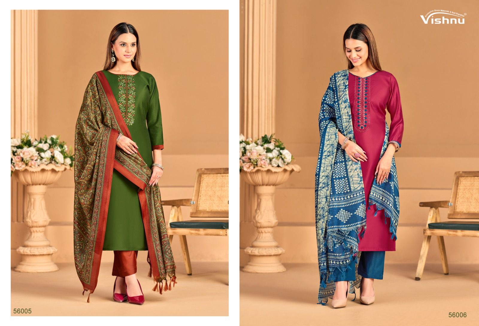 Evanka Vol 14 Vishnu Impex Roman Silk Pant Style Suits Supplier India