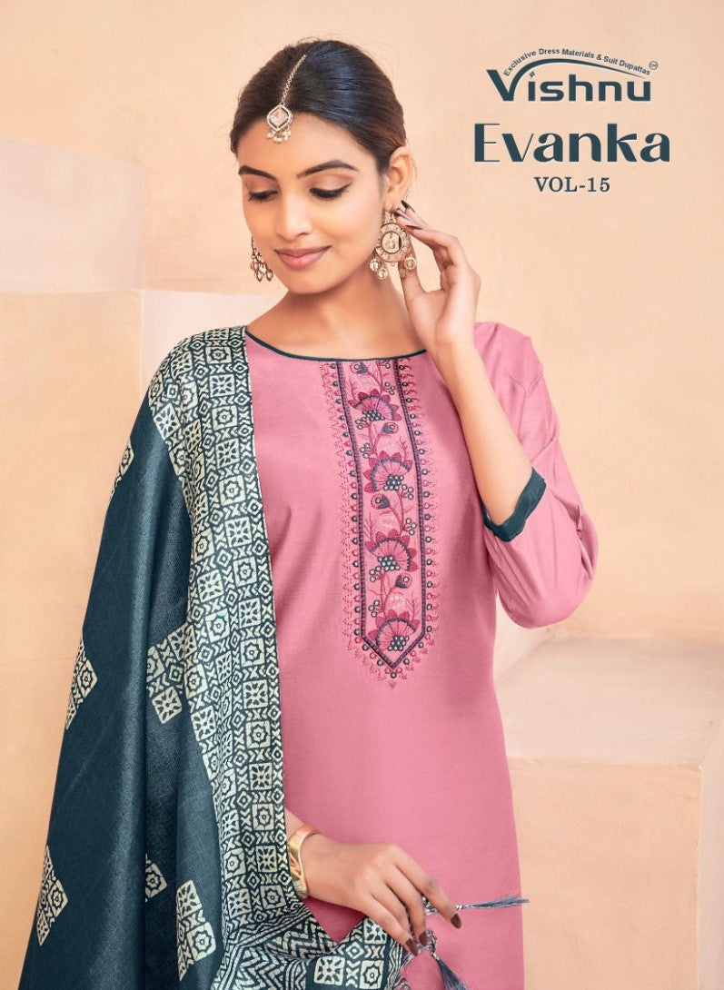 Evanka Vol 15 Vishnu Impex Roman Silk Pant Style Suits Supplier Ahmedabad