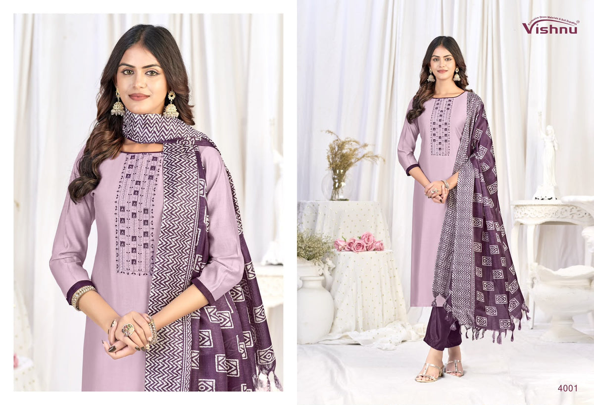 Evanka Vol 16 Vishnu Impex Roman Silk Pant Style Suits Wholesale