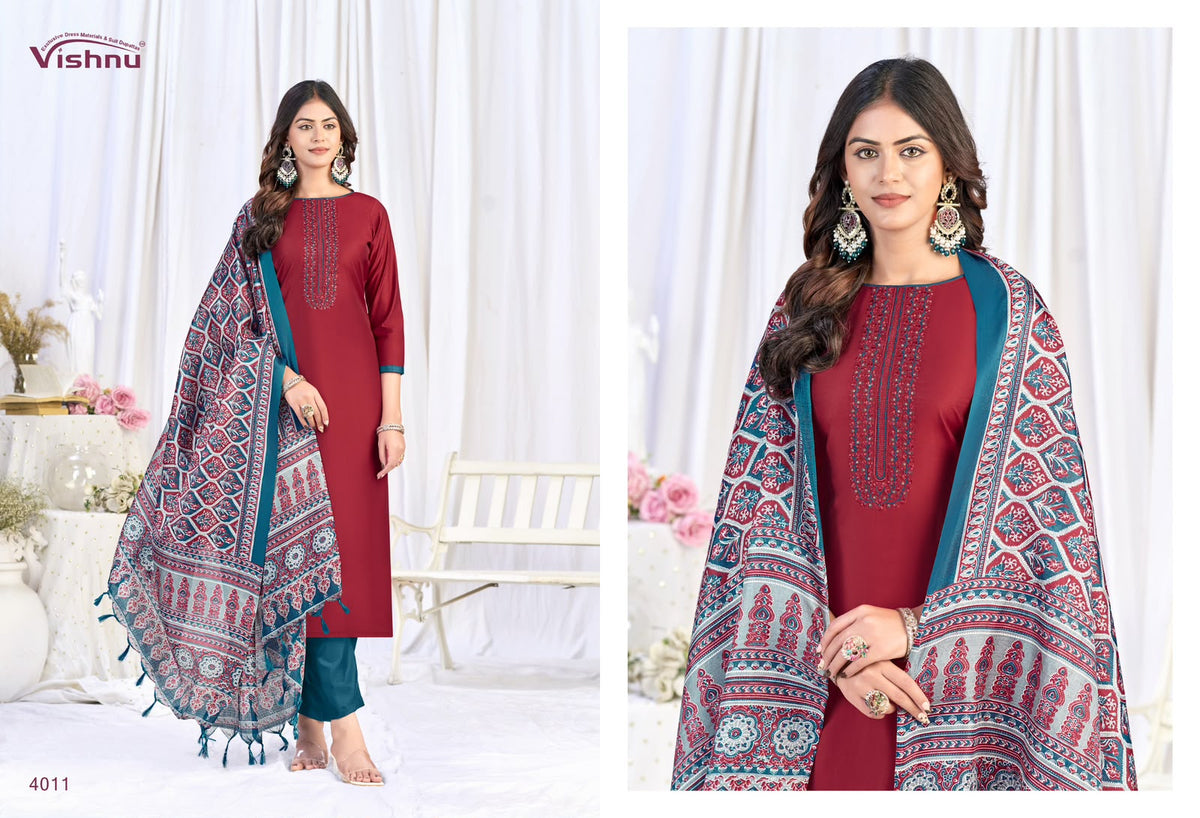 Evanka Vol 16 Vishnu Impex Roman Silk Pant Style Suits Wholesale