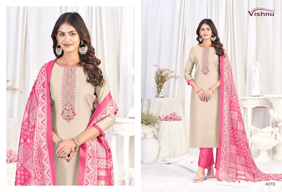 Evanka Vol 16 Vishnu Impex Roman Silk Pant Style Suits Wholesale