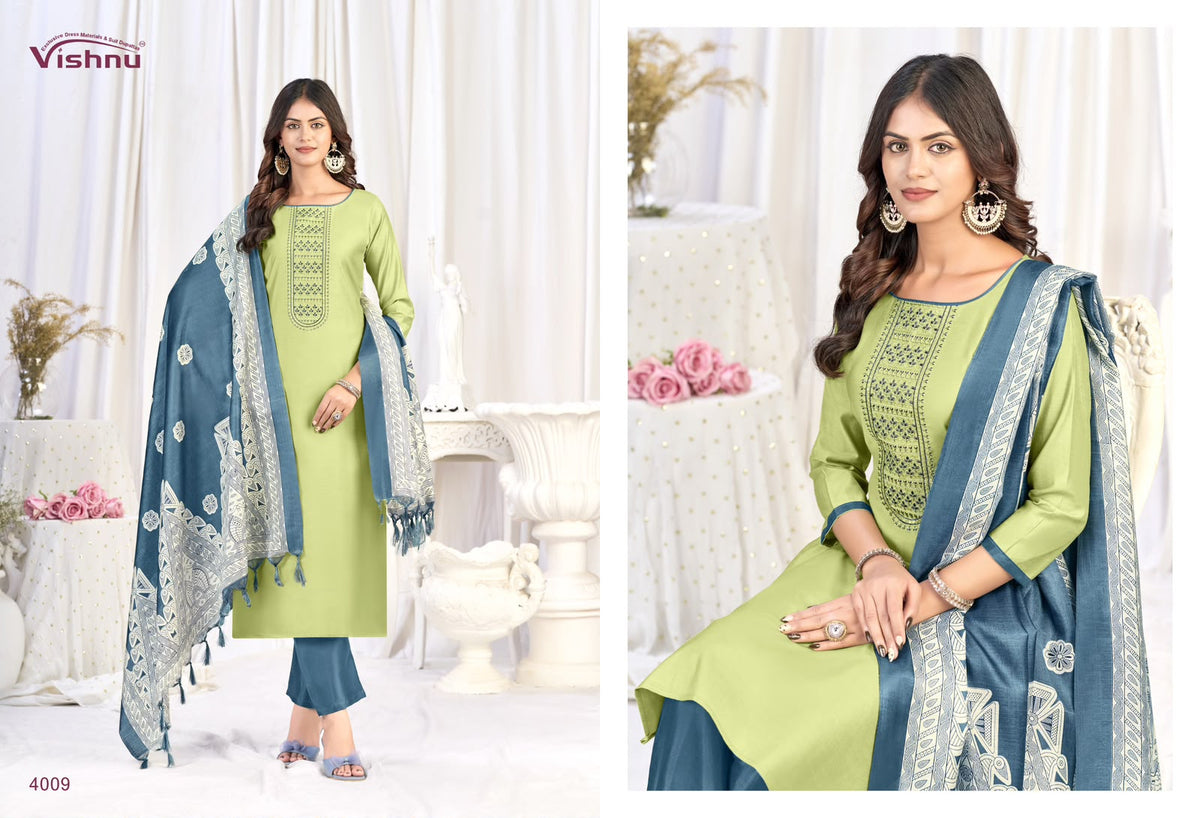 Evanka Vol 16 Vishnu Impex Roman Silk Pant Style Suits Wholesale