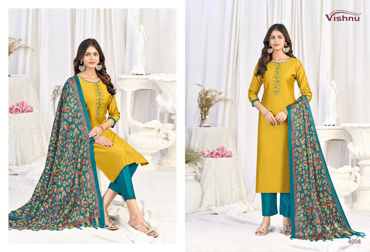 Evanka Vol 16 Vishnu Impex Roman Silk Pant Style Suits Wholesale