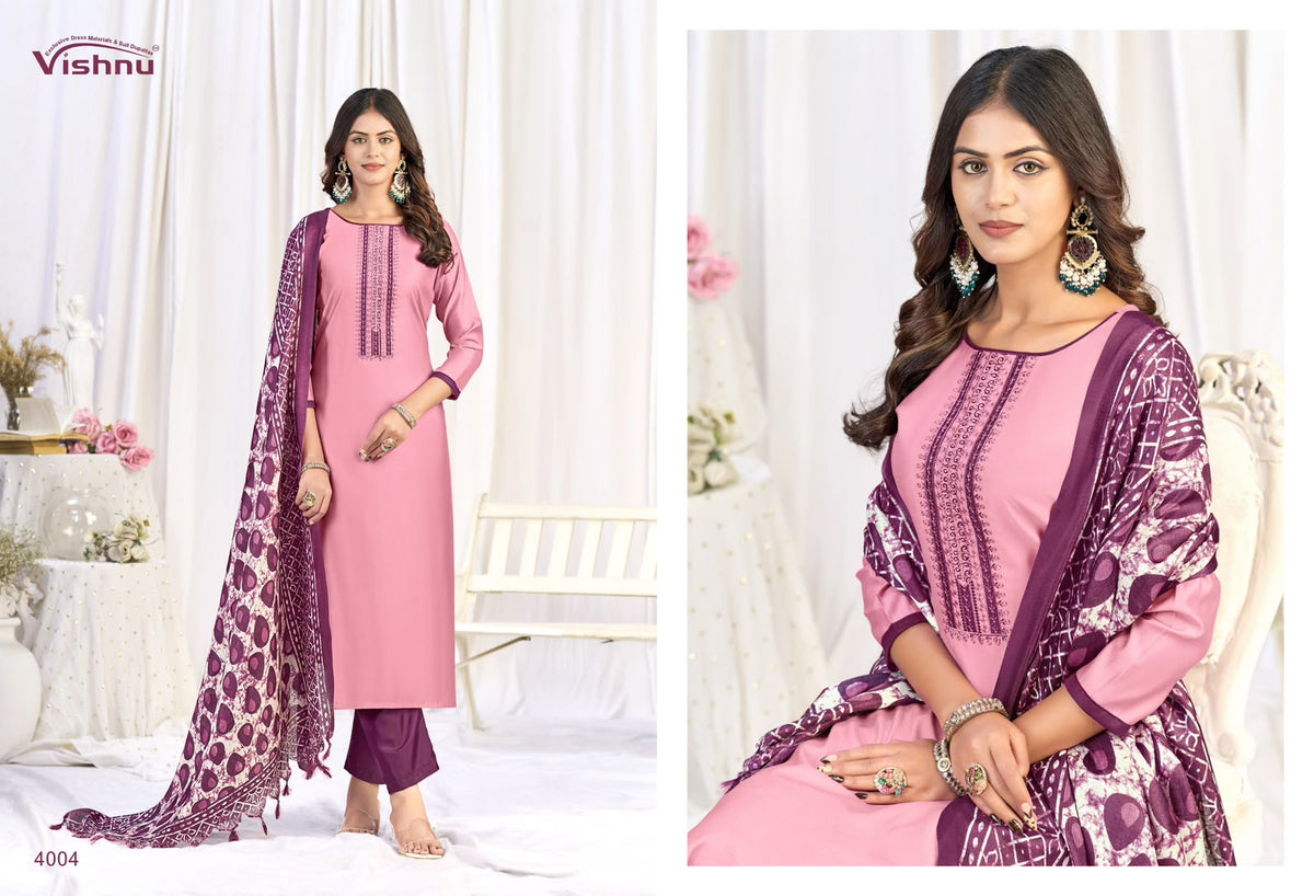 Evanka Vol 16 Vishnu Impex Roman Silk Pant Style Suits Wholesale