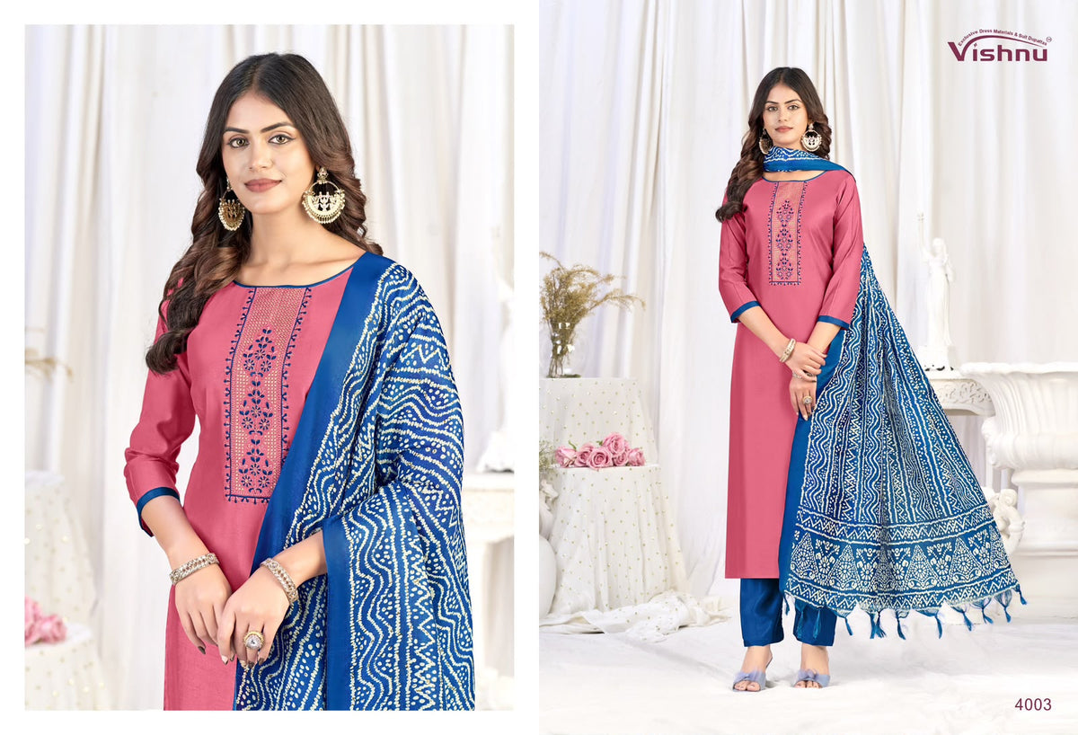 Evanka Vol 16 Vishnu Impex Roman Silk Pant Style Suits Wholesale