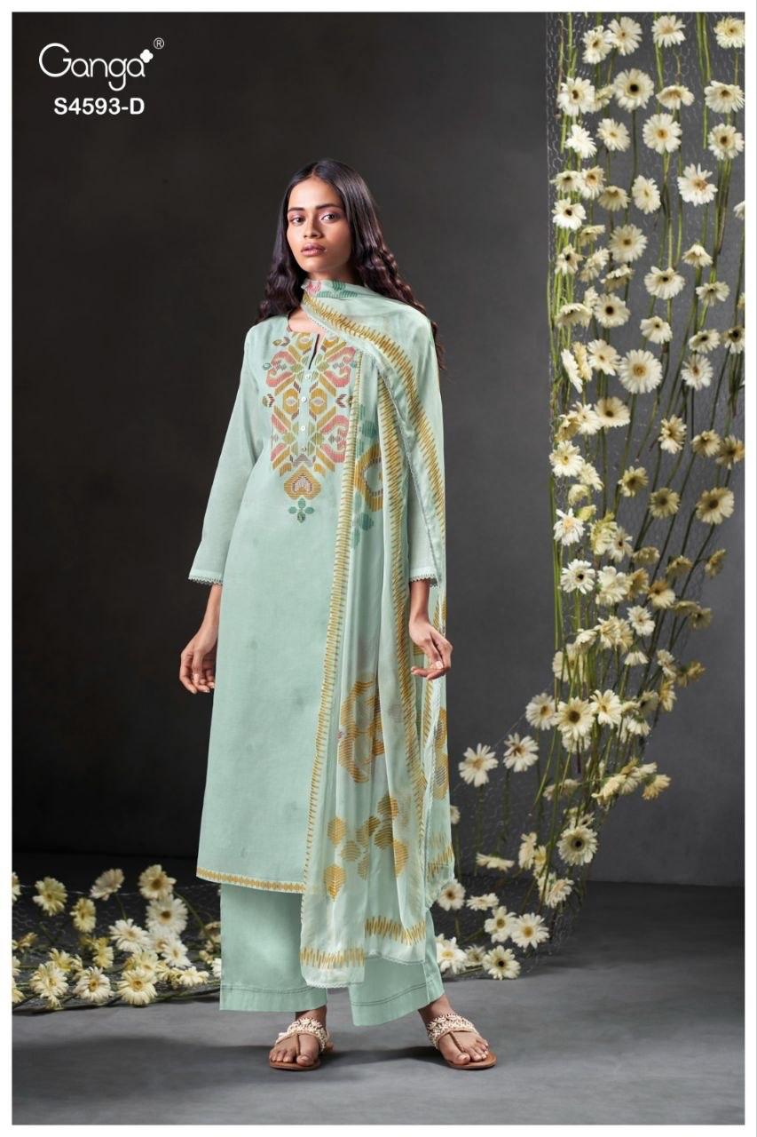 Evara 4593 Ganga Organdy Plazzo Style Suits Supplier India