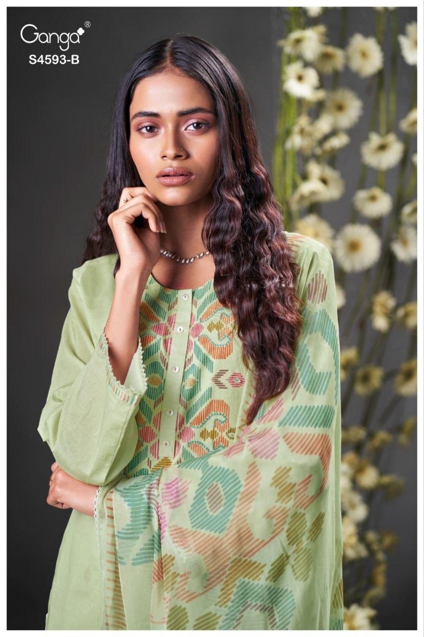 Evara 4593 Ganga Organdy Plazzo Style Suits Supplier India