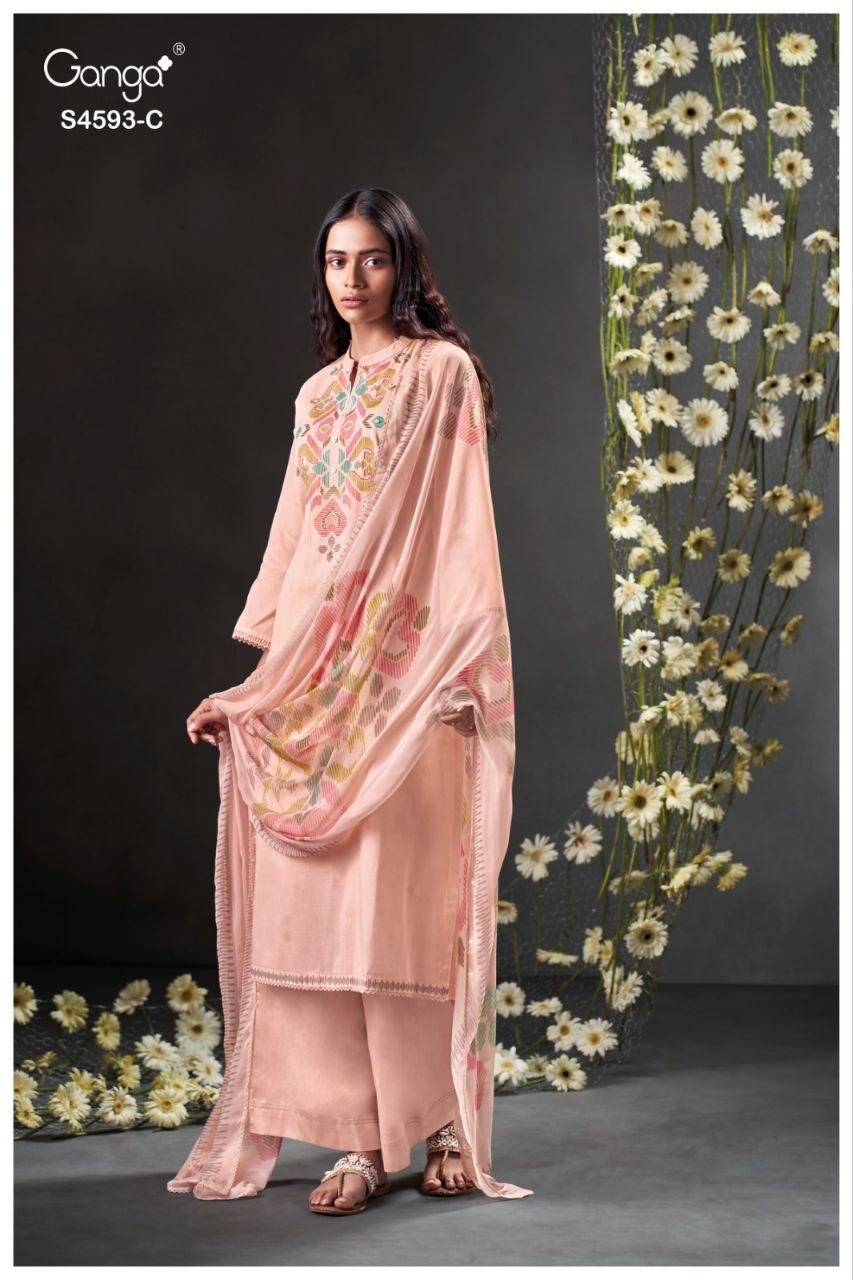 Evara 4593 Ganga Organdy Plazzo Style Suits Supplier India