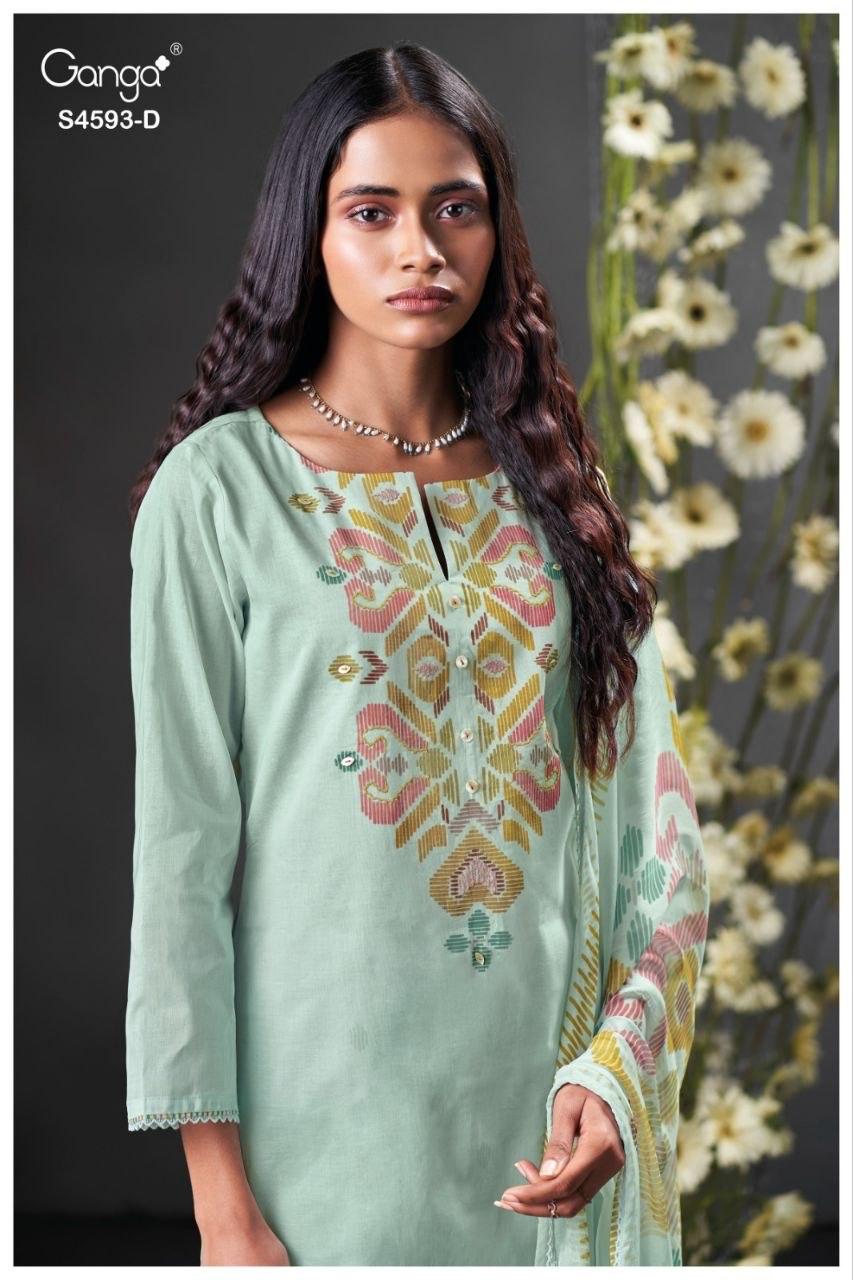 Evara 4593 Ganga Organdy Plazzo Style Suits Supplier India