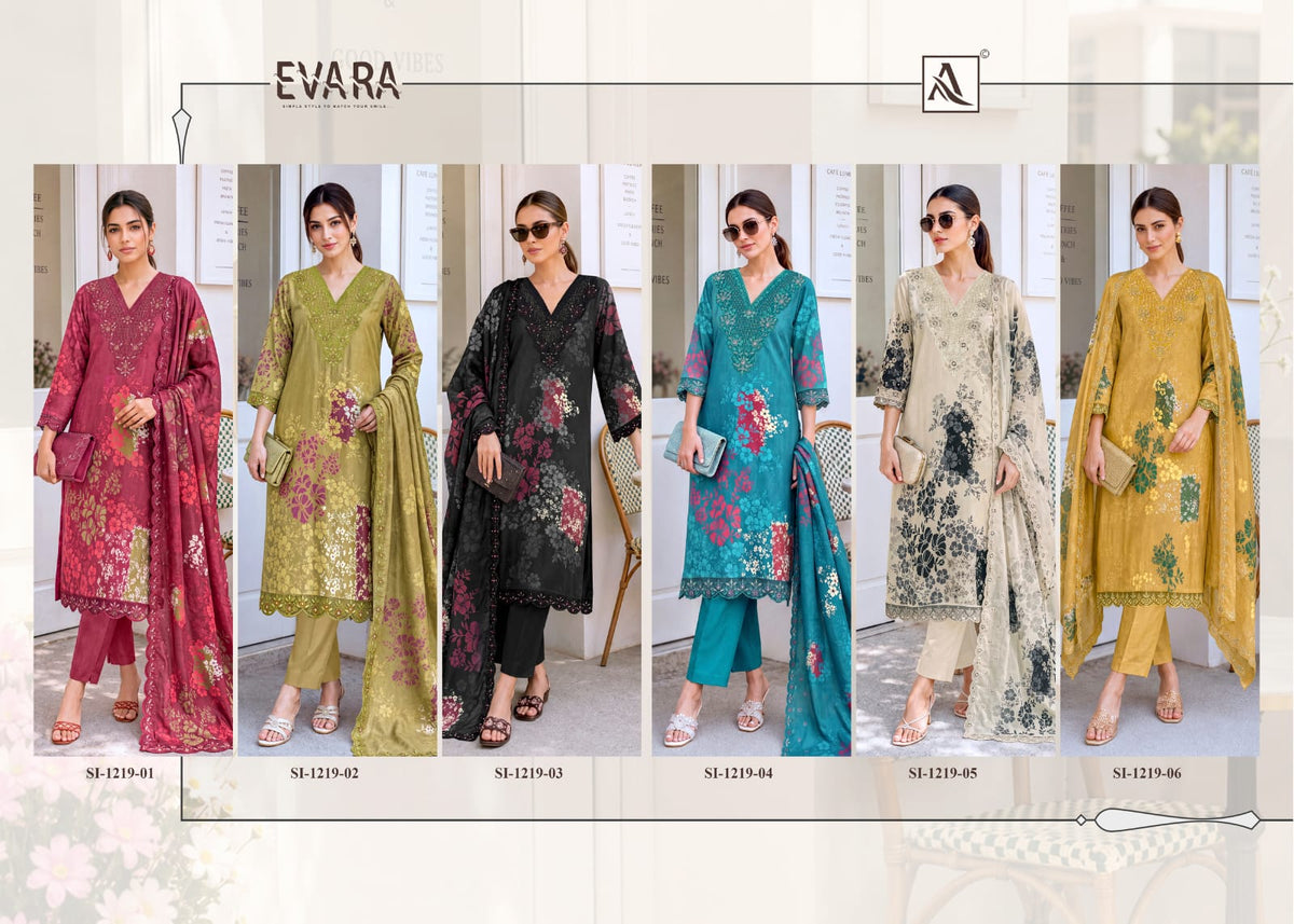 Evara Alok Viscose Maslin Karachi Salwar Suits Manufacturer India