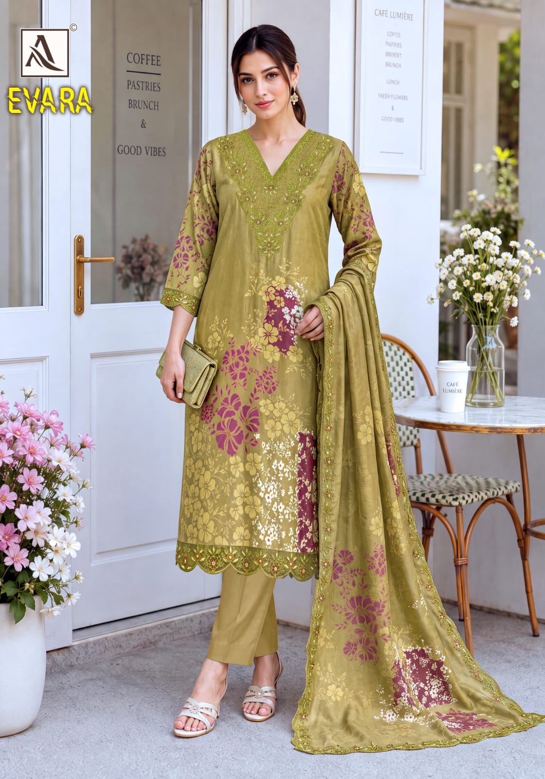 Evara Alok Viscose Maslin Karachi Salwar Suits Manufacturer India