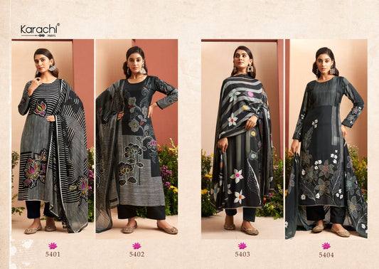 Evara Karachi Prints Muslin Pant Style Suits Wholesaler