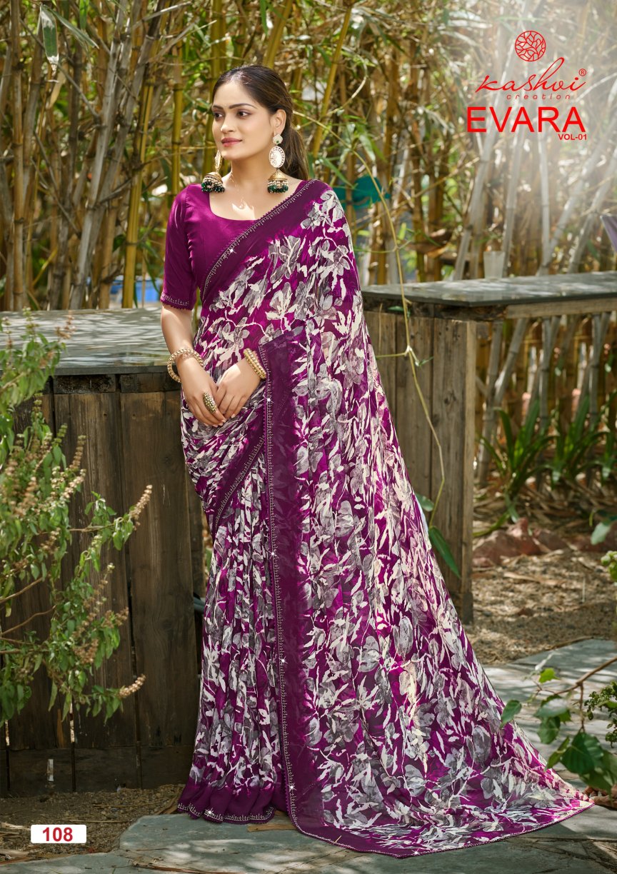 Evara Vol 1 Kashvi Creation Georgette Sarees Exporter Gujarat