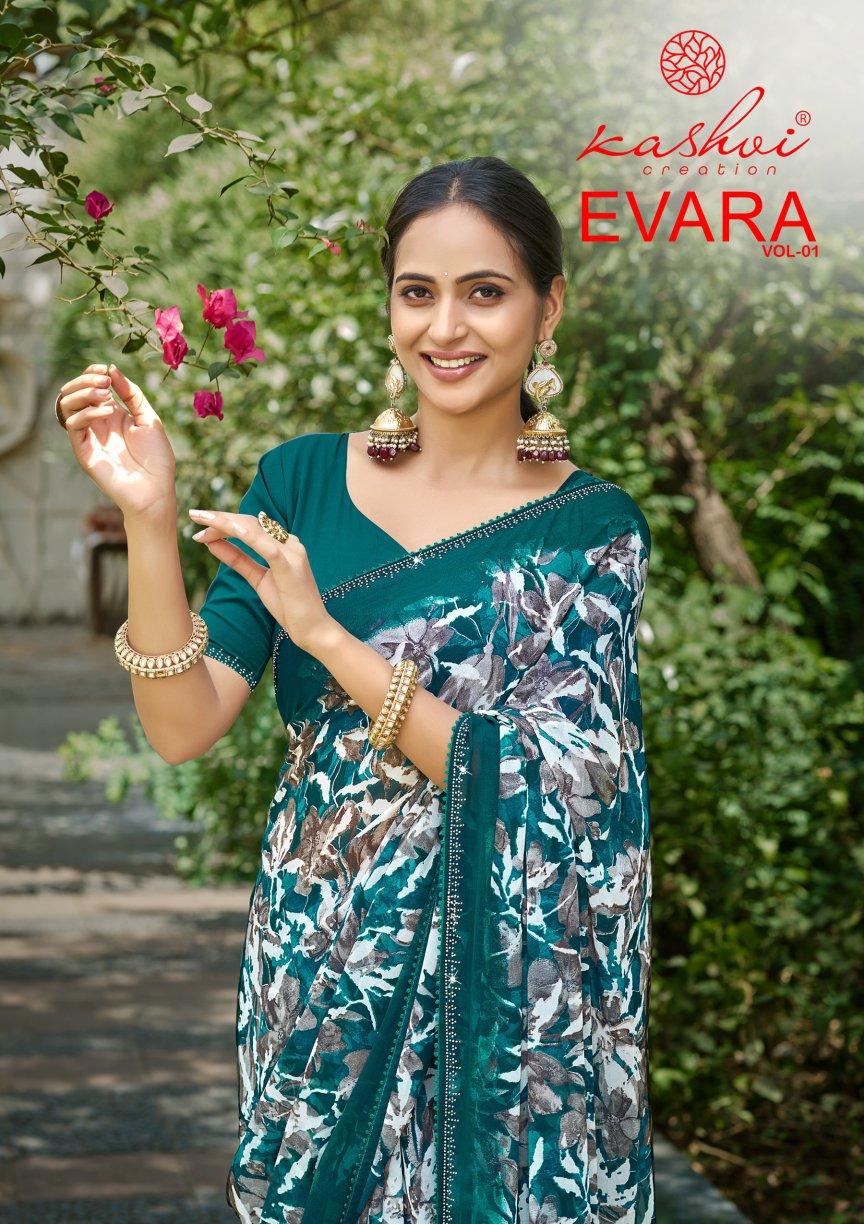 Evara Vol 1 Kashvi Creation Georgette Sarees Exporter Gujarat