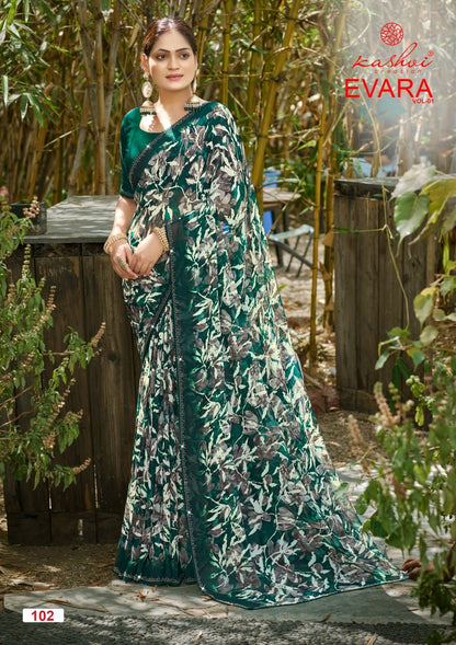 Evara Vol 1 Kashvi Creation Georgette Sarees Exporter Gujarat