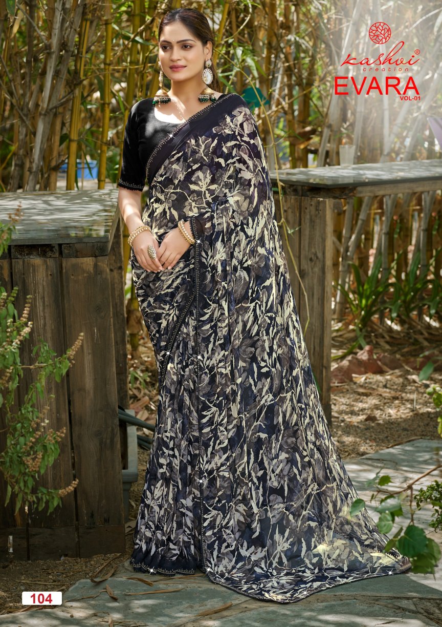 Evara Vol 1 Kashvi Creation Georgette Sarees Exporter Gujarat