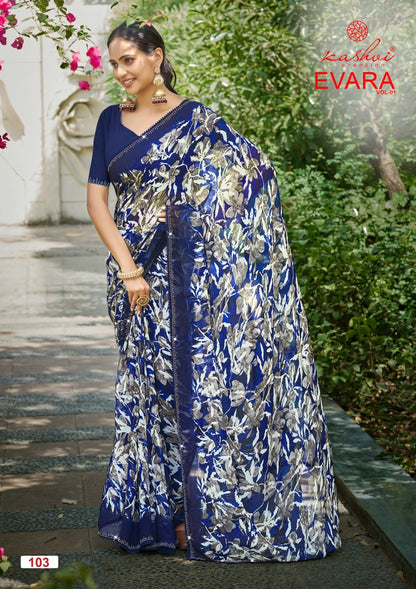 Evara Vol 1 Kashvi Creation Georgette Sarees Exporter Gujarat